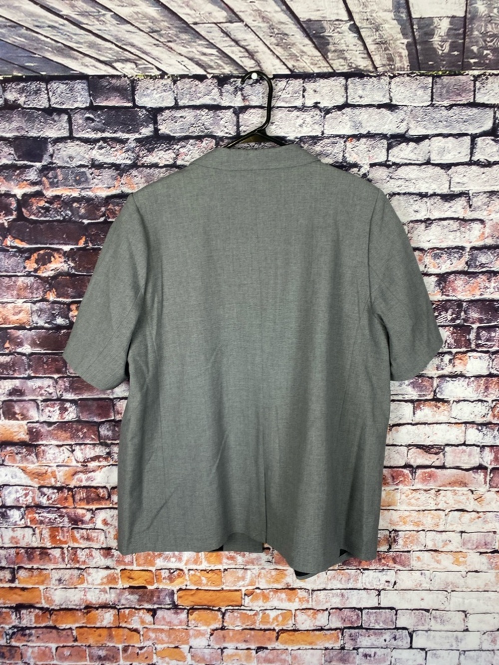 Kaffe Curve IDA Short Sleeve Grey Lightweight Classic Neutral Coat Blazer Sz 16 - Picture 14 of 16